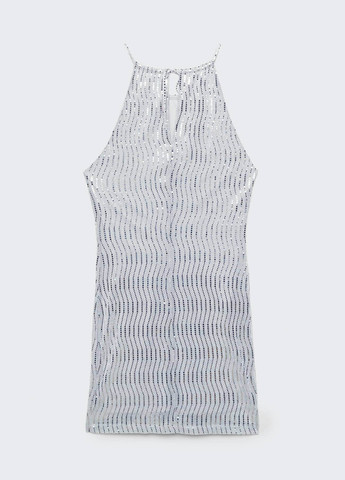 Серебряное коктейльное платье Stradivarius однотонное