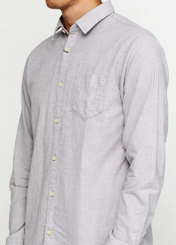 Светло-серая кэжуал рубашка однотонная Selected с длинным рукавом