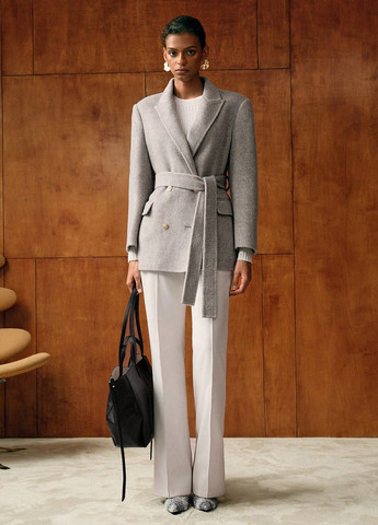 Світло-сіре Кежуал напівпальто двобортне SHEIN меланж