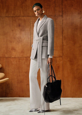 Світло-сіре Кежуал напівпальто двобортне SHEIN меланж