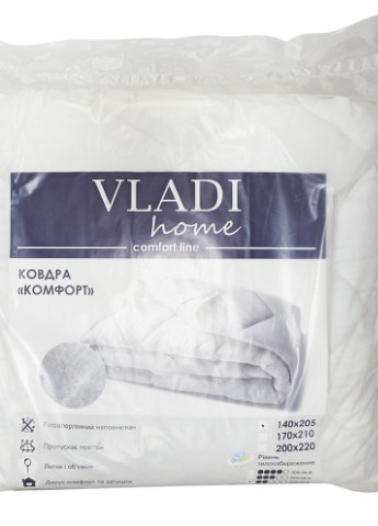 Одеяло стёганое 200 г/м2 200х220 белое Vladi абстрактное белое