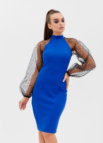 Синее кэжуал платье футляр ST-Seventeen однотонное