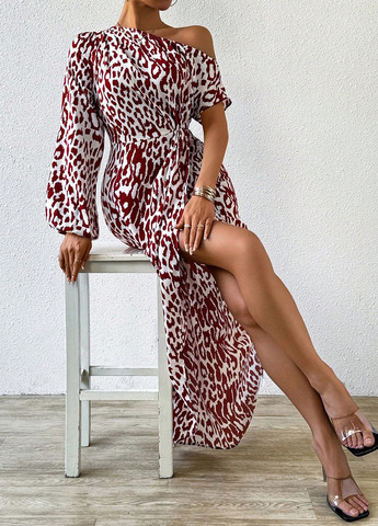 Комбінована кежуал сукня на запах SHEIN леопардовий