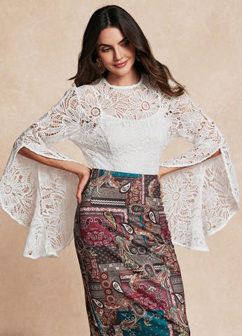 Білий демісезонний комплект (блуза, спідниця) SHEIN