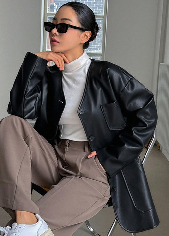 Чорна демісезонна куртка куртка-піджак SHEIN