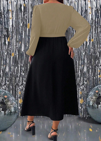 Комбинированное праздничный, кэжуал платье SHEIN колор блок