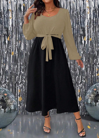 Комбинированное праздничный, кэжуал платье SHEIN колор блок