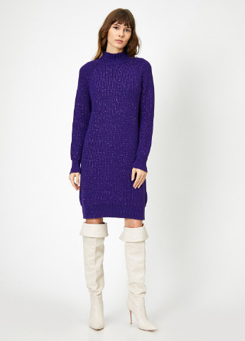 Фиолетовое кэжуал платье платье-свитер KOTON однотонное