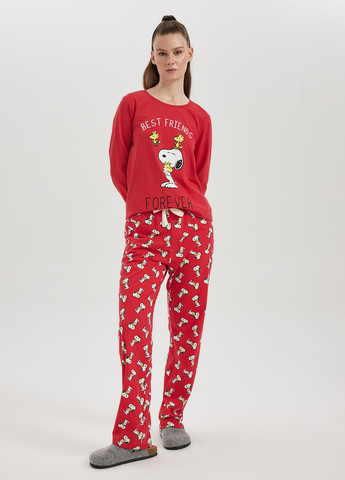 Красная всесезон пижама (лонгслив, брюки) лонгслив + брюки DeFacto