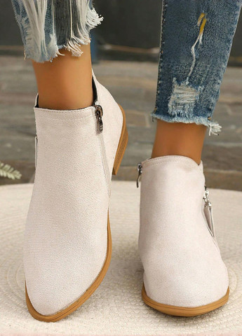 Осенние ботильоны SHEIN без декора из искусственной замши, переработанный полиэстер