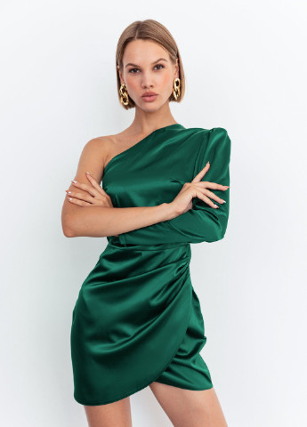 Зеленое коктейльное короткое платье зеленого цвета Gepur однотонное