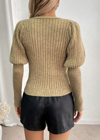 Оливковый (хаки) демисезонный свитер пуловер SHEIN