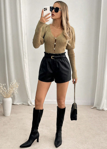 Оливковый (хаки) демисезонный свитер пуловер SHEIN