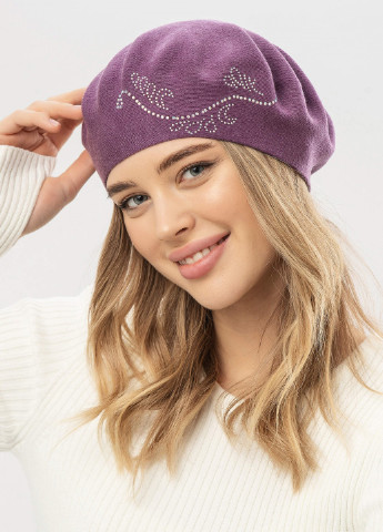 Комплект жіночій Зі стразами -61 Бузковий (Берет подвійний стрейчевий 56см-58см та Шарф 160х20см) W-Luxury 9260KT12 (254046371)