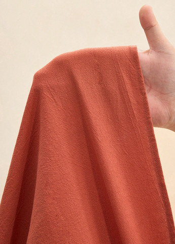 Кирпичное кэжуал платье с открытыми плечами, футляр, с открытой спиной SHEIN однотонное