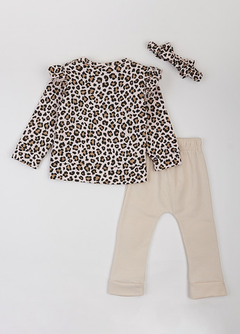 Світло-бежевий демісезонний комплект (світшот, штани, пов'язка) dexter's