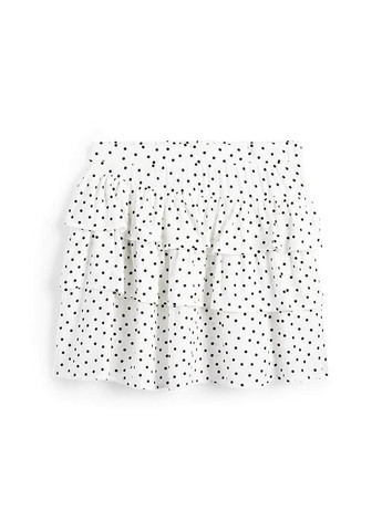 Белая кэжуал в горошек юбка C&A клешированная-солнце