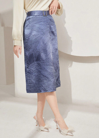 Лиловая вечерний, кэжуал однотонная юбка SHEIN а-силуэта (трапеция)