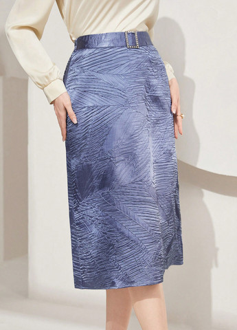 Лиловая вечерний, кэжуал однотонная юбка SHEIN а-силуэта (трапеция)