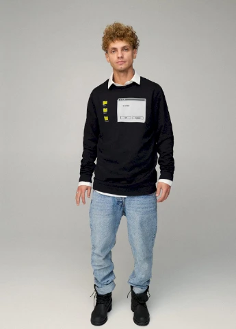 Черный свитшот мужской oversize /no flis/ YAPPI рисунок (251424182)