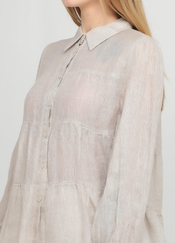 Светло-бежевая кэжуал рубашка однотонная Zara