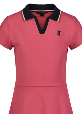 Розовое кэжуал платье поло, клеш Tommy Hilfiger однотонное