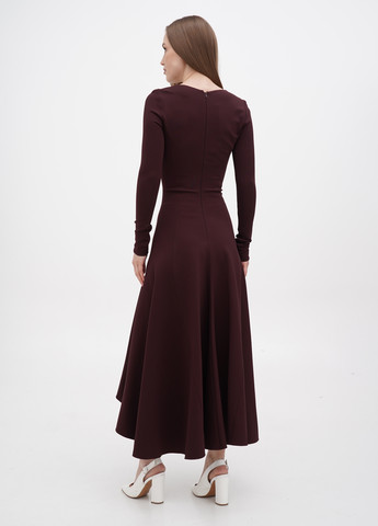 Темно-бордовое кэжуал платье клеш Ralph Lauren однотонное