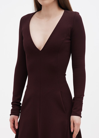 Темно-бордовое кэжуал платье клеш Ralph Lauren однотонное