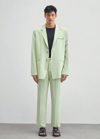 Фисташковый демисезонный костюм (пиджак, брюки) брючный SHEIN