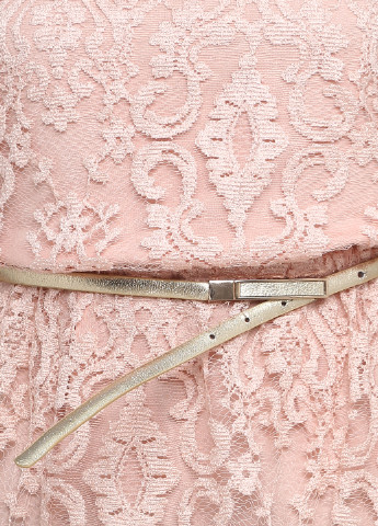 Светло-розовое вечернее платье с открытыми плечами Mango однотонное