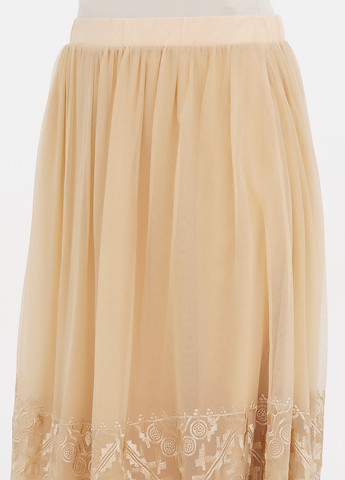 Светло-бежевая кэжуал однотонная юбка Garnet Hill клешированная