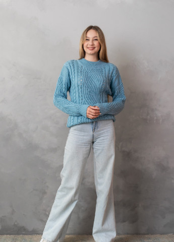 Голубой зимний свитер женский Viviami