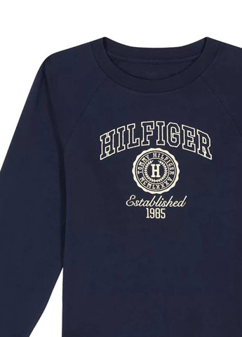 Синий демисезонный кэжуал лонгслив Tommy Hilfiger с надписями