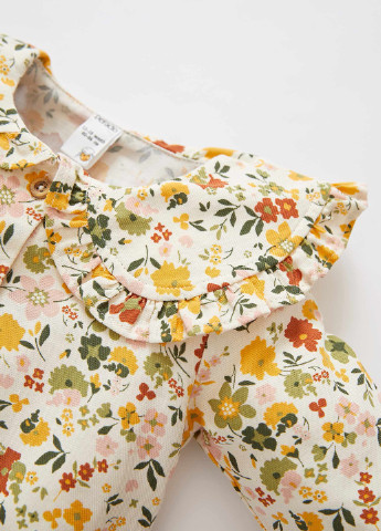 Молочная цветочной расцветки блузка DeFacto демисезонная