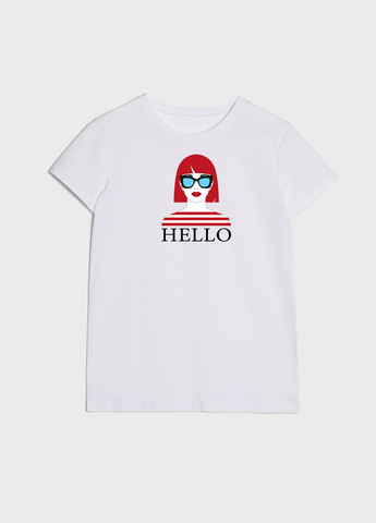 Біла літня футболка жіноча базова hello KASTA design