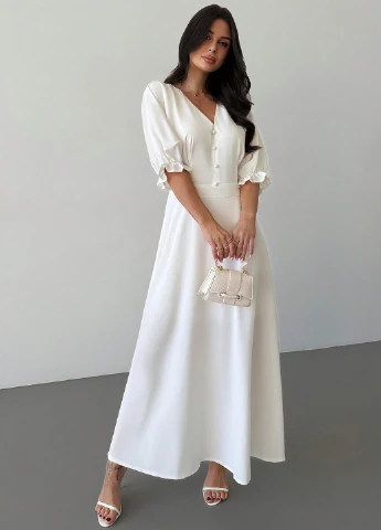 Белое кэжуал платье а-силуэт SHEIN однотонное