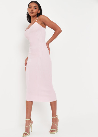 Розовое кэжуал платье платье-комбинация, с открытой спиной Missguided однотонное