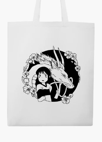 Еко сумка шоппер біла Тихиро Огіно Сен і Хакуо Віднесені примарами Spirited Away (9227-2647-WT2) Еко сумка шоппер біла 41*35 см MobiPrint (219151217)