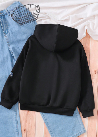 SHEIN толстовка звезды черный кэжуал полиэстер