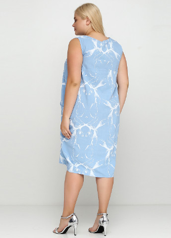 Голубое кэжуал платье оверсайз Fashion с абстрактным узором
