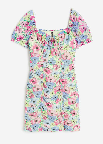 Комбинированное кэжуал платье H&M с цветочным принтом