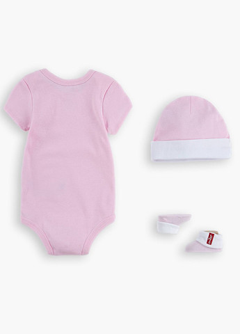 Розовый демисезонный комплект (боди, шапочка, пинетки) Levi's