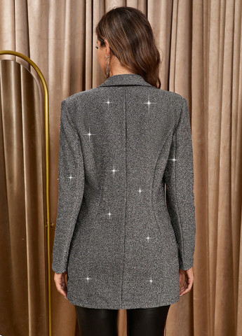 Серебряный женский жакет SHEIN однотонный - демисезонный