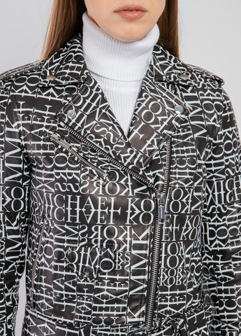 Чорно-біла демісезонна куртка шкіряна Michael Kors