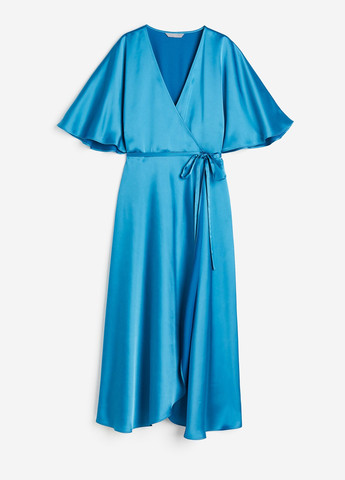 Синя кежуал сукня на запах H&M однотонна