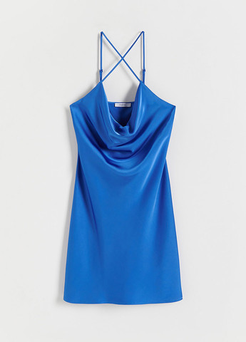 Синее кэжуал, коктейльное платье Reserved однотонное