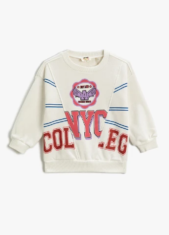 KOTON свитшот надпись молочный кэжуал хлопок, полиэстер, трикотаж