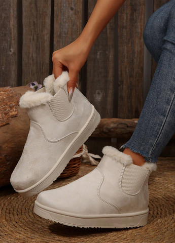 Зимние ботинки челси SHEIN без декора тканевые