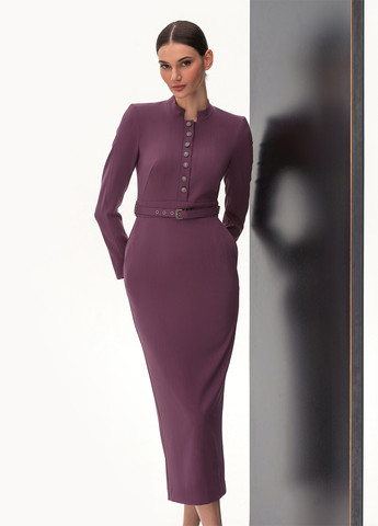 Фиолетовое деловое платье футляр BGL однотонное