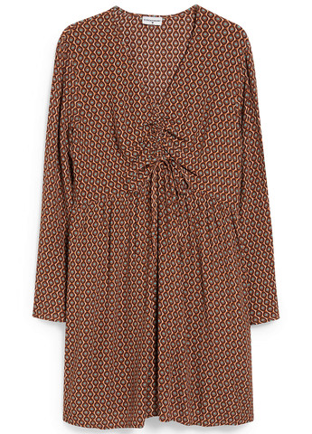 Коричневое кэжуал платье C&A с абстрактным узором